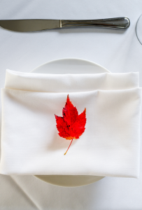 Maple leaf on a napkin.